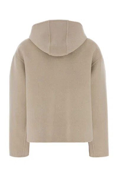 Fendi Wool Reversible Hooded Jacket Long Sleeves In Neutral