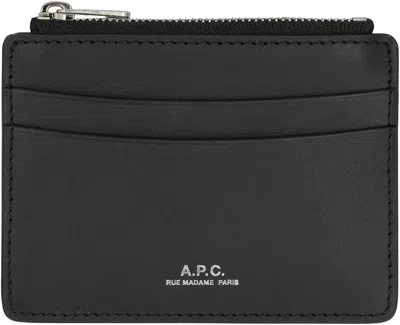 Apc A.p.c. Leather Card Holder In Black