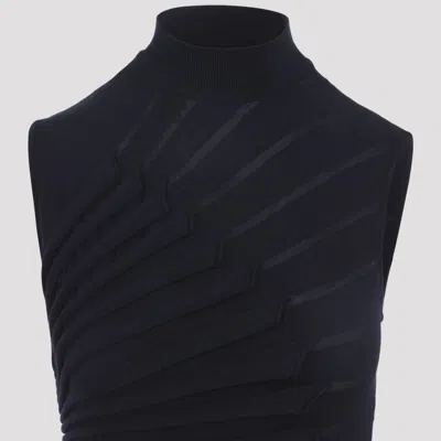 Alaïa Alaia Black Sculpting Virgin Wool Midi Dress In Black