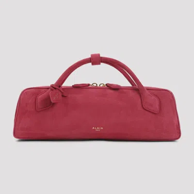 Alaïa Alaia Framboise Goat Leather Teckel Suede Clutch Shoulder Bag In Pink