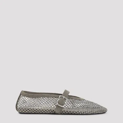Alaïa Alaia Mesh Ballerina Flats With Rhinestones Women In Gray