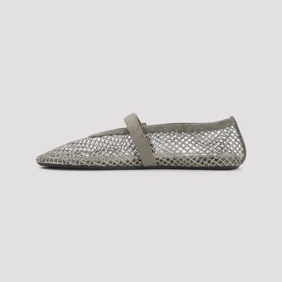 Alaïa Alaia Mesh Ballerina Flats With Rhinestones Women In Gray
