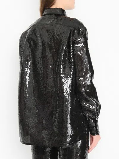 Alberta Ferretti Sequin Embellished Long Sleeve Top In Black