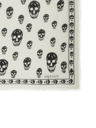 Alexander Mcqueen Alexander Mc Queen Biker Skull Wool Scarf In White