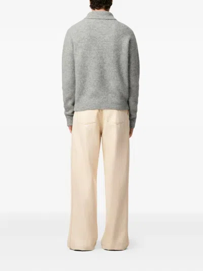 Ami Alexandre Mattiussi Ami Paris Ami Grey Embroidered Alpaca Polo Shirt In Green