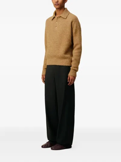 Ami Alexandre Mattiussi Ami Paris Grey Wool And Alpaca Polo Sweater Ami Paris In Brown