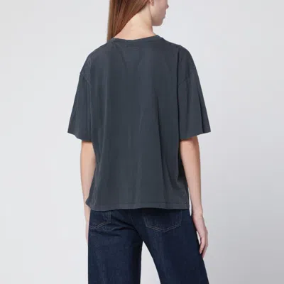 Anine Bing Washed Black T-shirt With Leopard Print In Gray