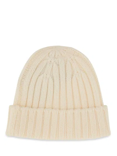 Aspesi Knit Ribbed Brim Turn-up Hat In White