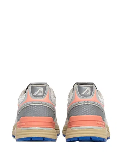 Autry Hyperway Sneakers In White And Peach Suede And Mesh In Multi