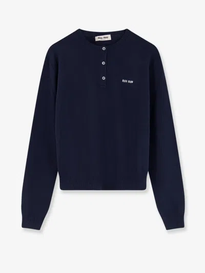 Miu Miu Cashmere Sweater In Blue