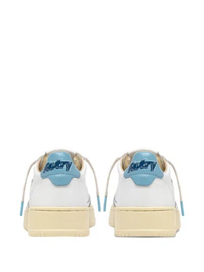 Autry Medalist Low Sneakers In White And Light Blue Leather In Multi