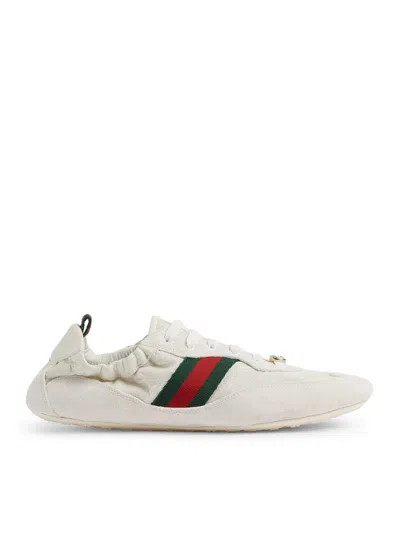 Gucci Cream Calf Leather Bos Taurus Low Top Sneakers In Neutral