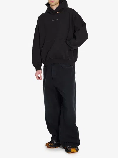 Balenciaga Black Cotton Sweatshirt In Blue