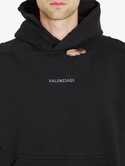 Balenciaga Black Cotton Sweatshirt In Blue