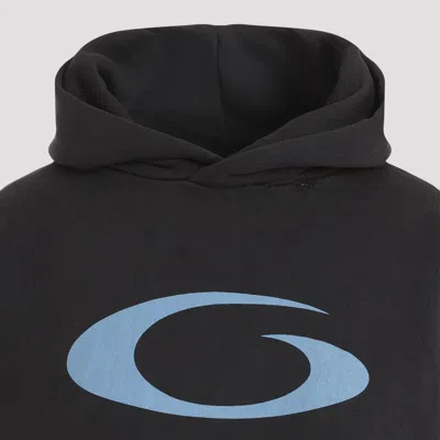 Balenciaga Oversized Cropped Distressed Printed Cotton-jersey Hoodie In Blue