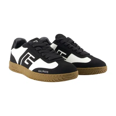 Balmain Swan Sneakers In Calfskin And Suede In Black