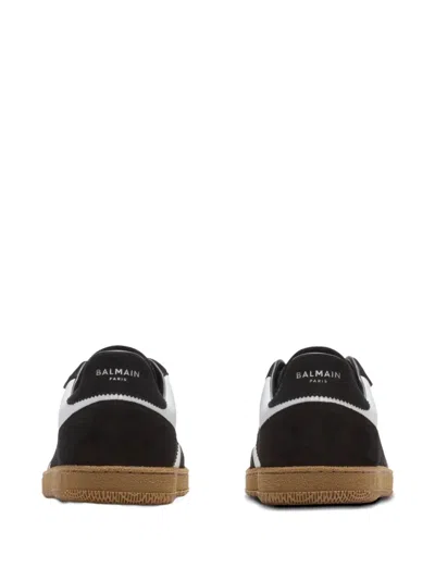 Balmain Swan Sneakers In Calfskin And Suede In Black