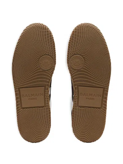 Balmain Swan Sneakers In Calfskin And Suede In Black