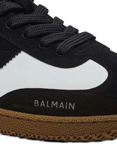 Balmain Swan Sneakers In Calfskin And Suede In Black