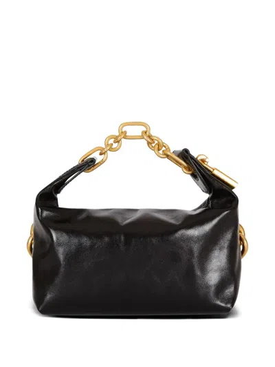 Balmain Mini Sync Bag In Calfskin Leather In Black