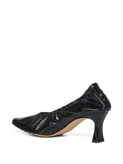 Bottega Veneta Sofia Black Patent Leather Elastic Ballerina With Heel In Multi