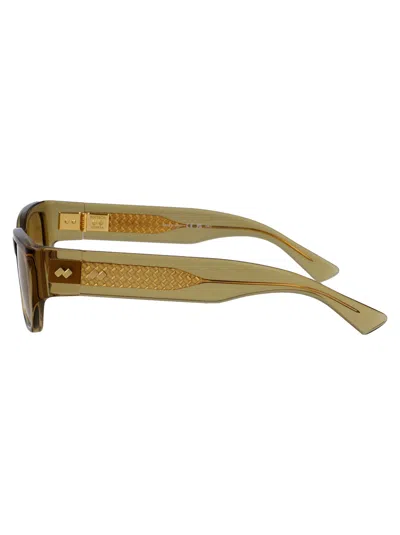 Bottega Veneta Yellow-yellow-brown Recycled Acetate Sunglasses In Blue