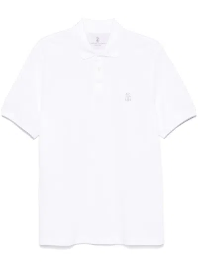 Brunello Cucinelli Logo Cotton Polo Shirt In White