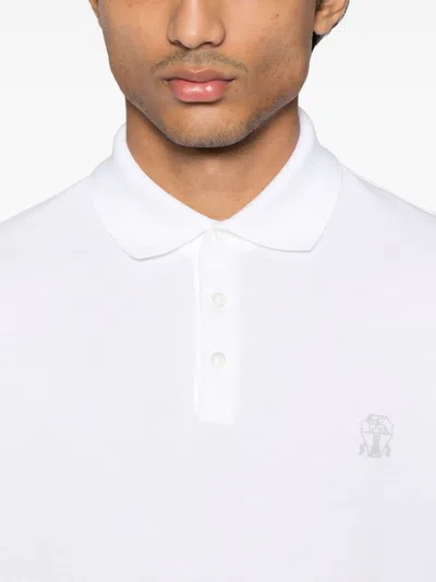 Brunello Cucinelli Logo Cotton Polo Shirt In White