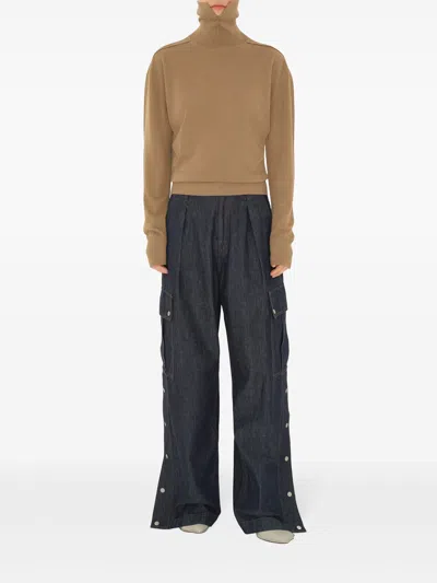 Burberry High Neck Wool Sweater With Equestrian Knight Motif In Multi