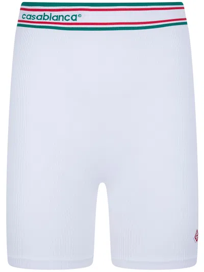 Casablanca Seamless Sporty Bikers Shorts Elastic Waistband In White