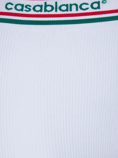 Casablanca Seamless Sporty Bikers Shorts Elastic Waistband In White