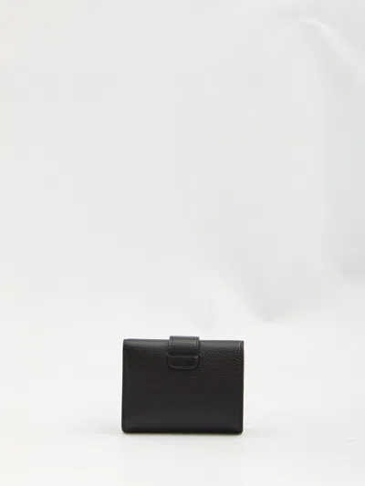 Celine Triomphe Small Leather Flap-over Wallet In Black
