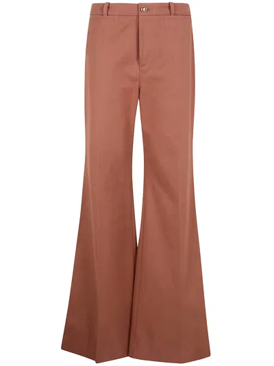 Chloé Pantalone Dalla Gamba Ampia In Cotone Mattone In Multi