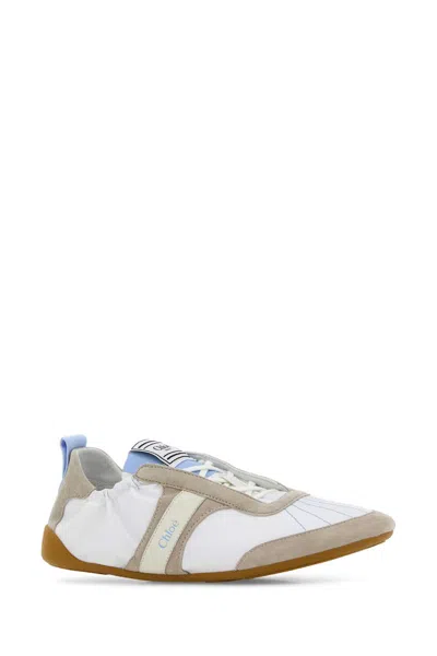 Chloé White Calf Leather Bos Taurus Athletic Sneakers In White