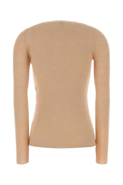 Chloé Wool V-neck Henley Top In Brown