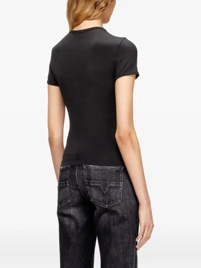 Diesel T-uncutieslong-od Metallic Oval D T-shirt In Black