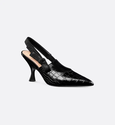 Dior Pointed Toe Slingback Pumps Crocodile Texture In Multi