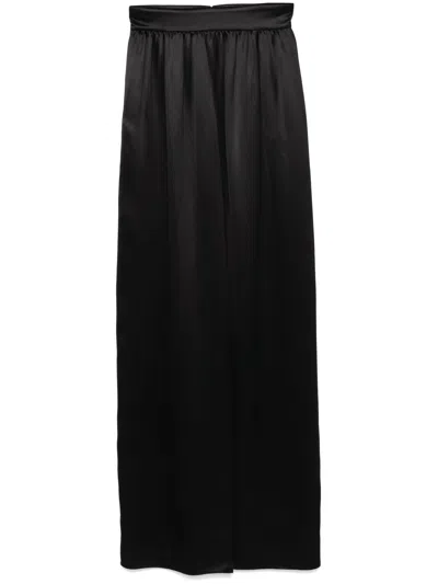 Dolce & Gabbana High Waist Satin Finish Skirt With Side Pockets In Black