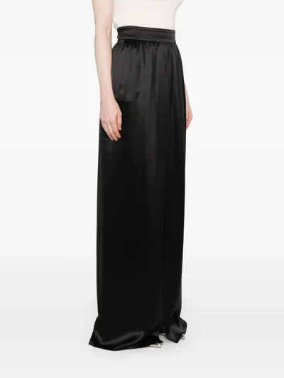 Dolce & Gabbana High Waist Satin Finish Skirt With Side Pockets In Black