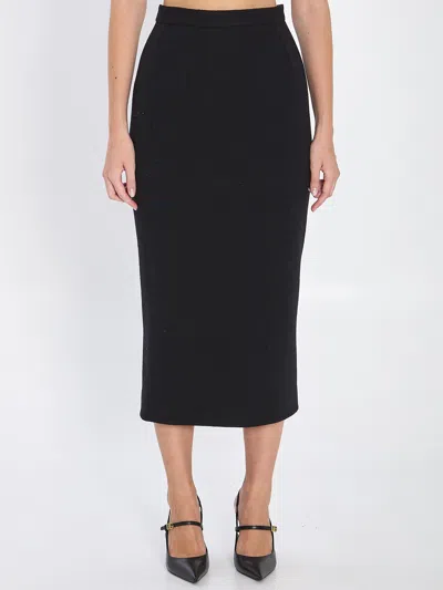 Dolce & Gabbana Black Wool Cloth Pencil Skirt In Multi