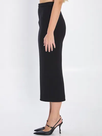 Dolce & Gabbana Black Wool Cloth Pencil Skirt In Multi