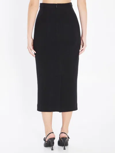 Dolce & Gabbana Black Wool Cloth Pencil Skirt In Multi