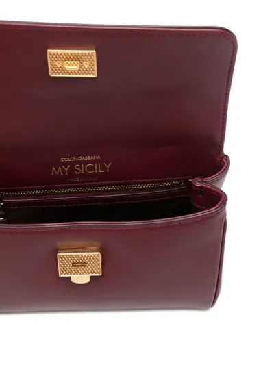 Dolce & Gabbana Brown Leather Bag In Burgundy