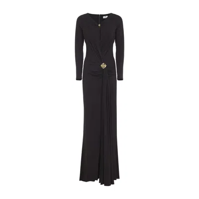 Elisabetta Franchi Dark Chocolate Brown Jersey Brown Gown In Black