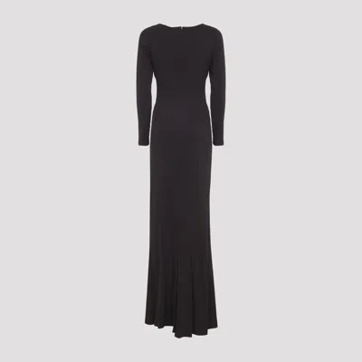 Elisabetta Franchi Dark Chocolate Brown Jersey Brown Gown In Black