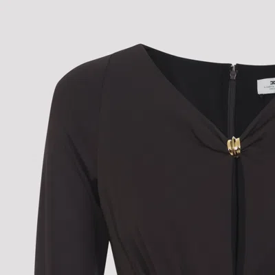 Elisabetta Franchi Dark Chocolate Brown Jersey Brown Gown In Black