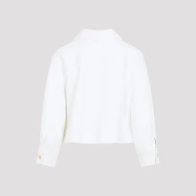 Elisabetta Franchi Cropped Blazer Jacket Collared Neck Pockets In White