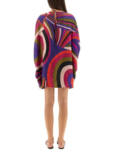 Pucci Iride Print Mini Silk Kaftan Dress In Multi