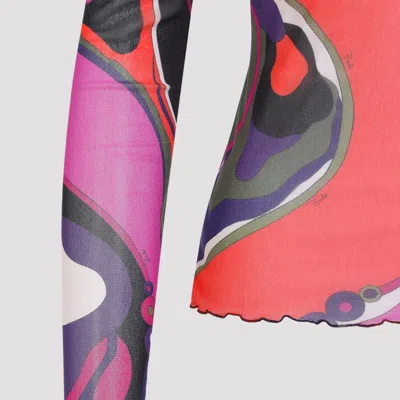 Pucci Abstract-print Turtleneck Sheer Top Clothing In Multi