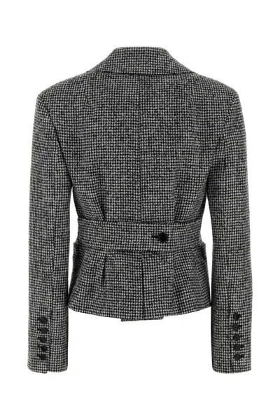 Ermanno Scervino Houndstooth Pattern Wool Blend Blazer In Blue